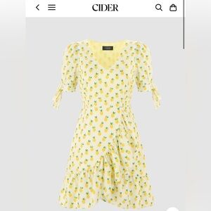 Cider Yellow Pineapple Pattern Mini Dress